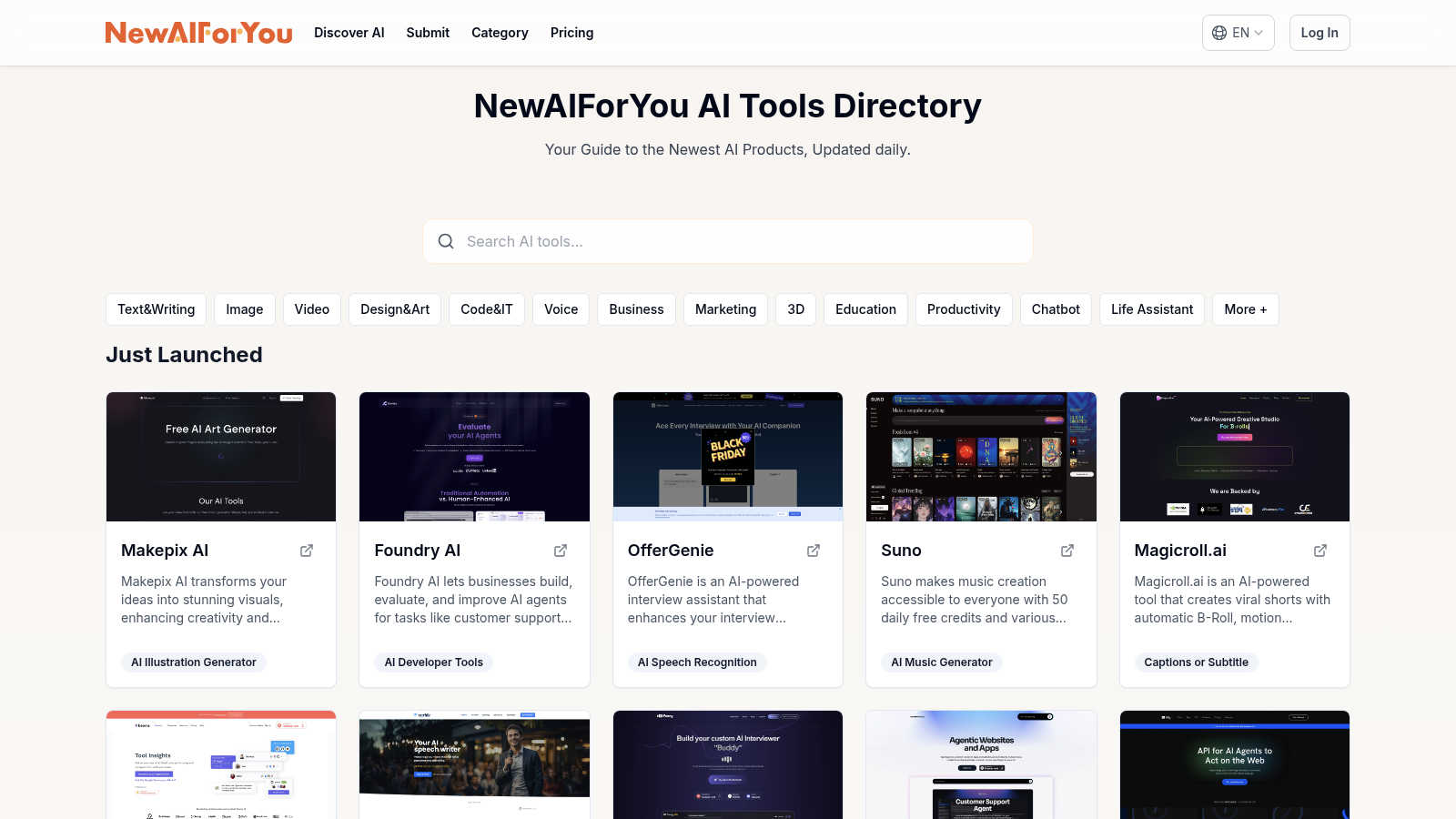NewAIForYou application interface and features