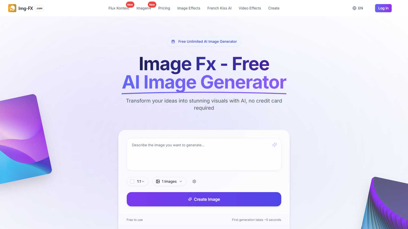 Image Fx application interface and features