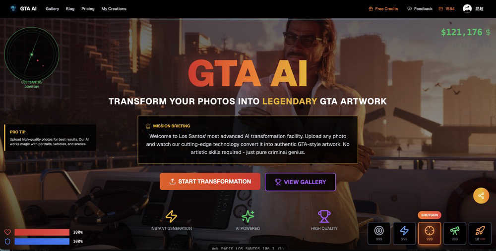 GTA AI application interface and features