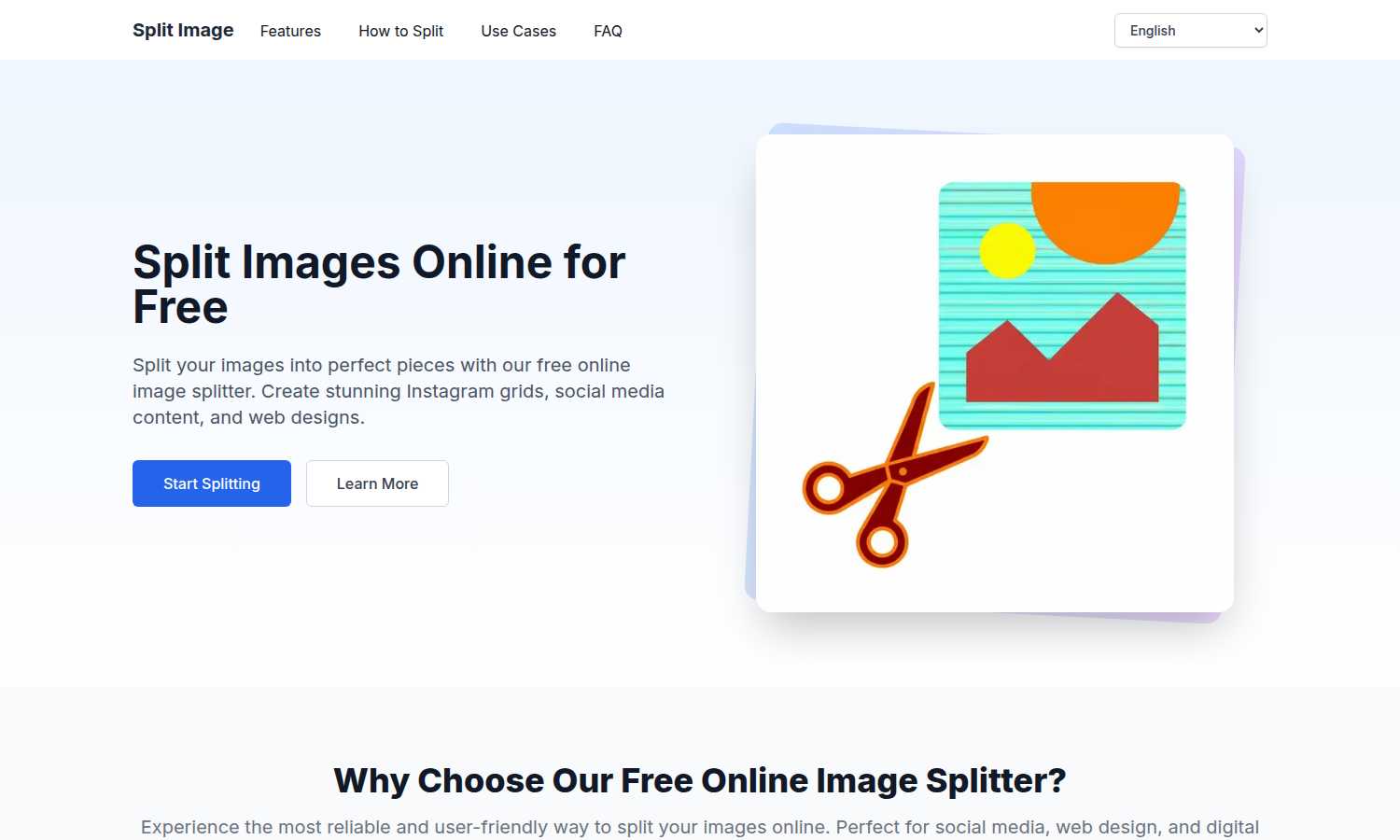 Image Splitter application interface and features