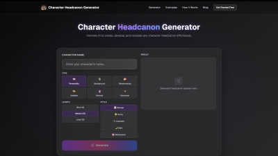 Character Headcanon Generator - AI tool for Design Tools