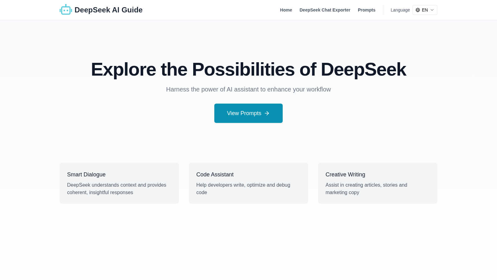 DeepSeek AI application interface and features