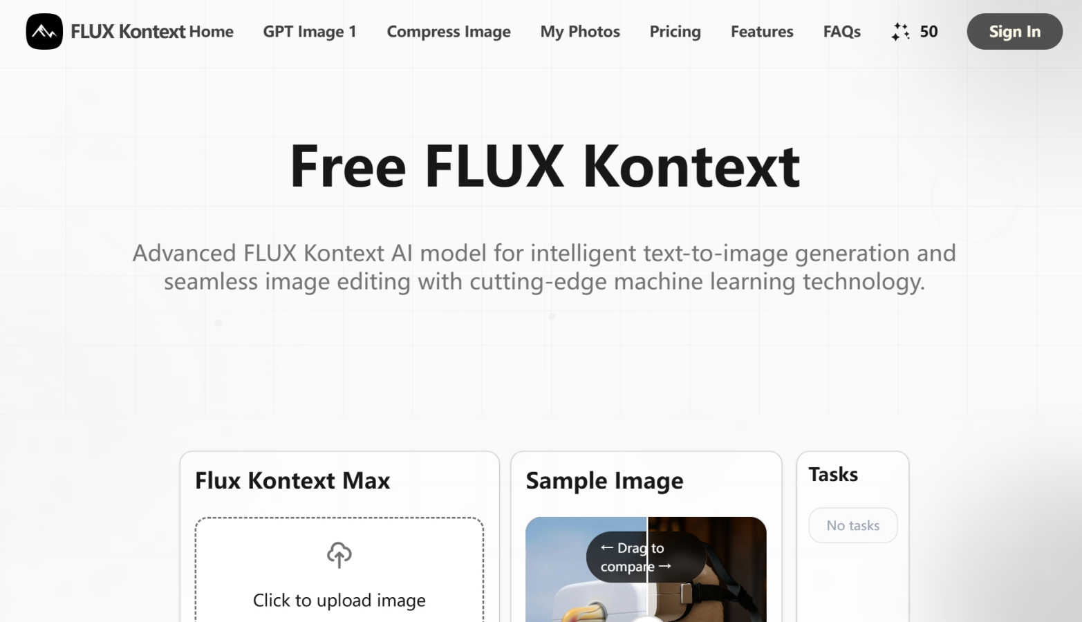 FLUX Kontext application interface and features