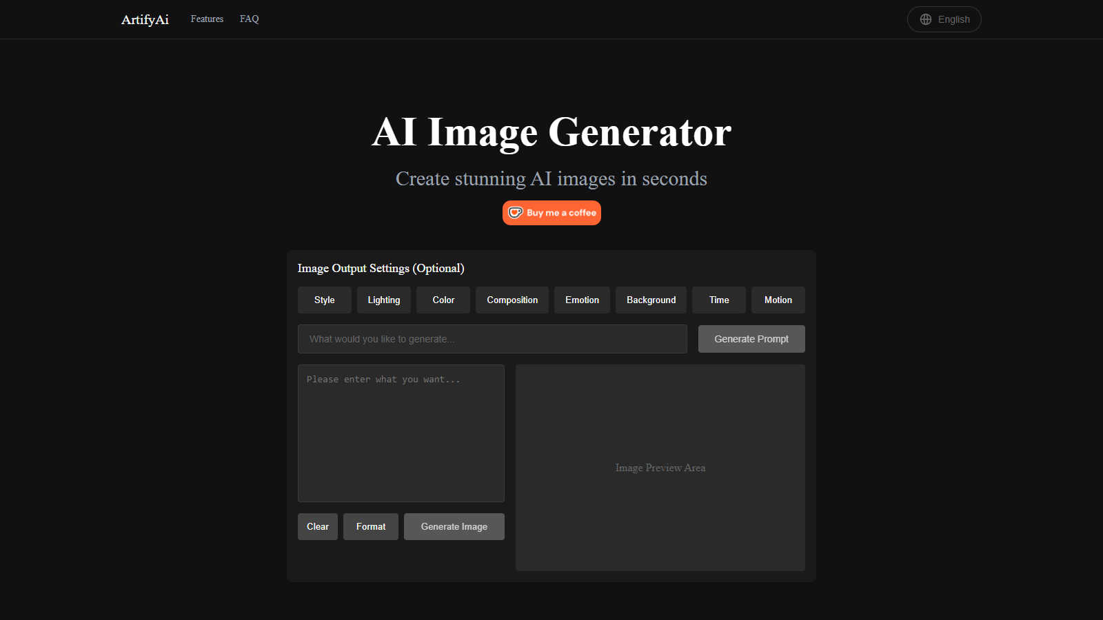 ArtifyAi application interface and features