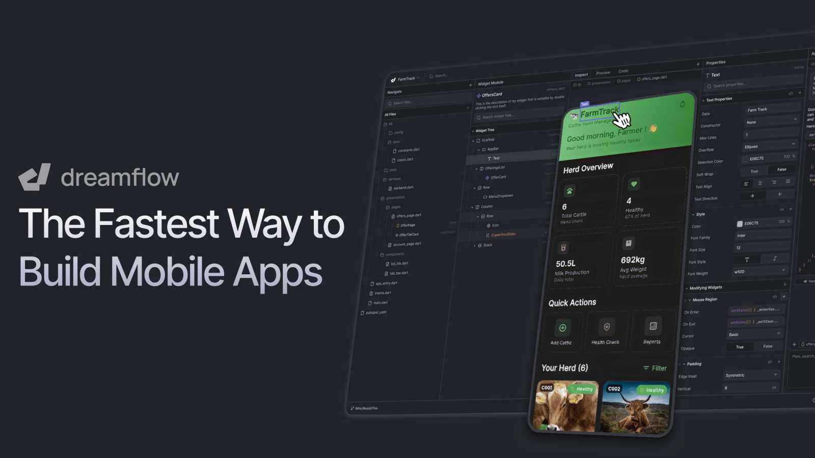 Dreamflow application interface and features