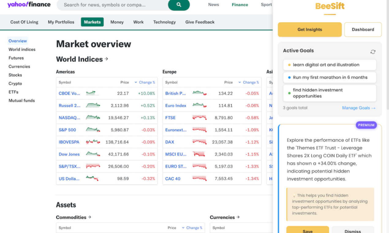 Beesift application interface and features