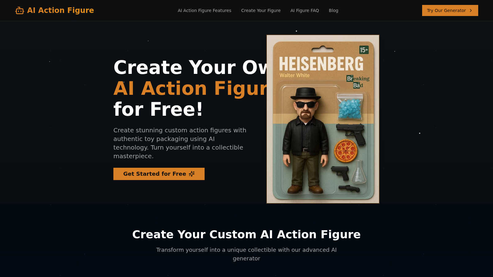 AI Action Figure Generator application interface and features