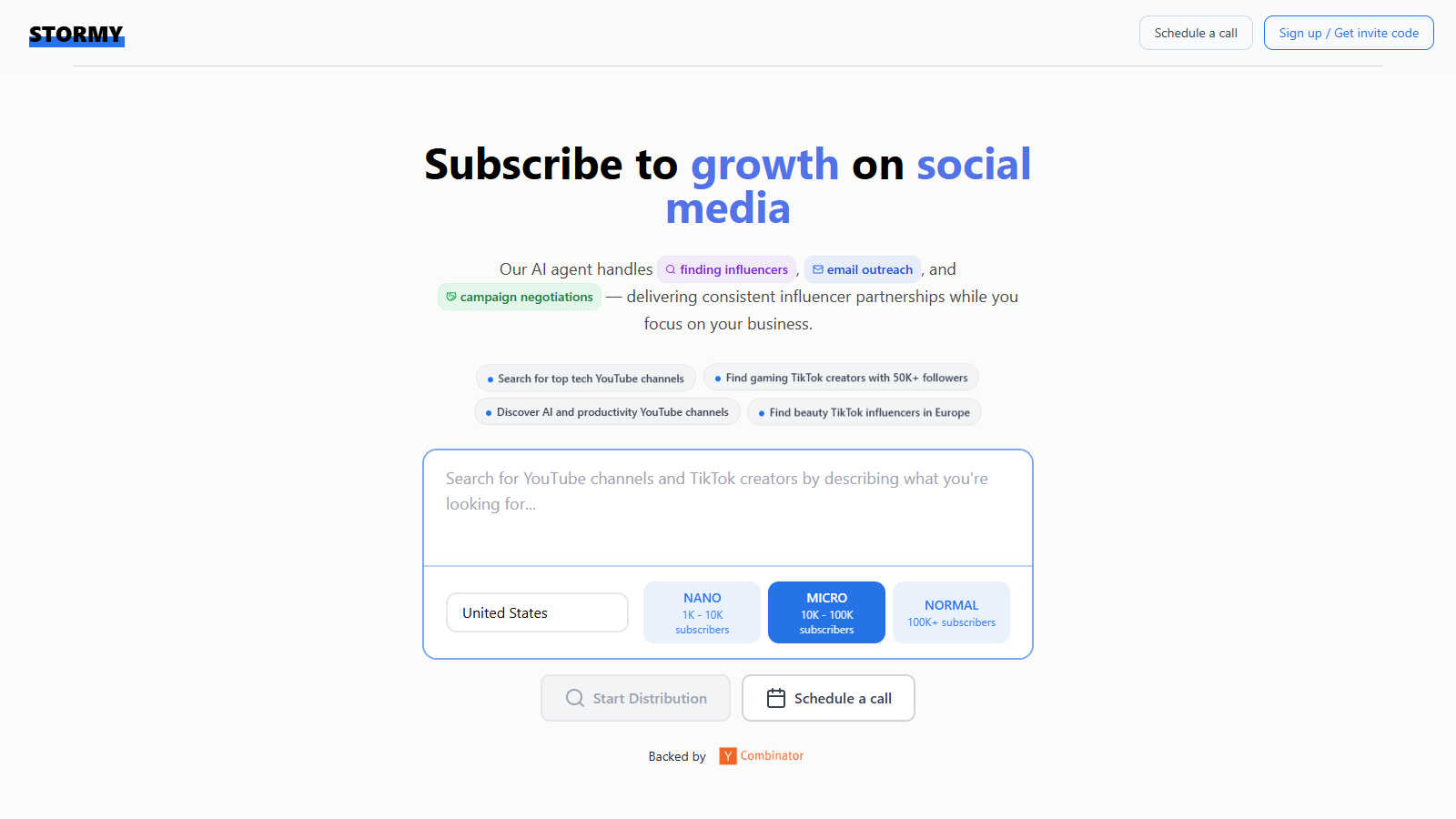 Stormy AI application interface and features