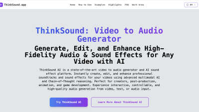 ThinkSound - AI Video-to-Audio Generator - AI tool for AI Assistants