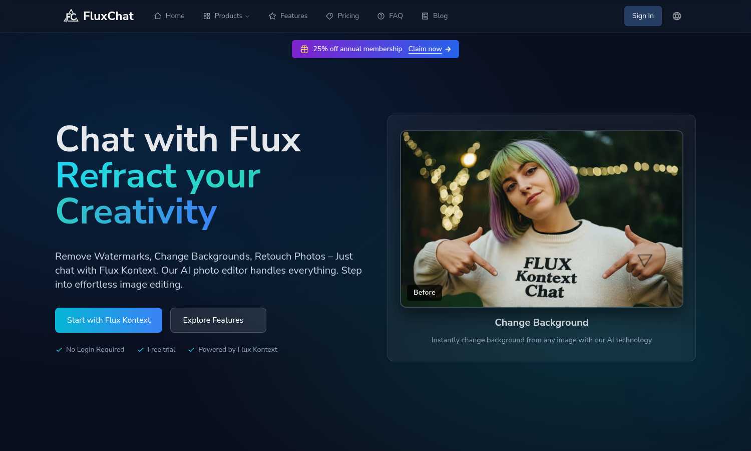 FluxChat application interface and features