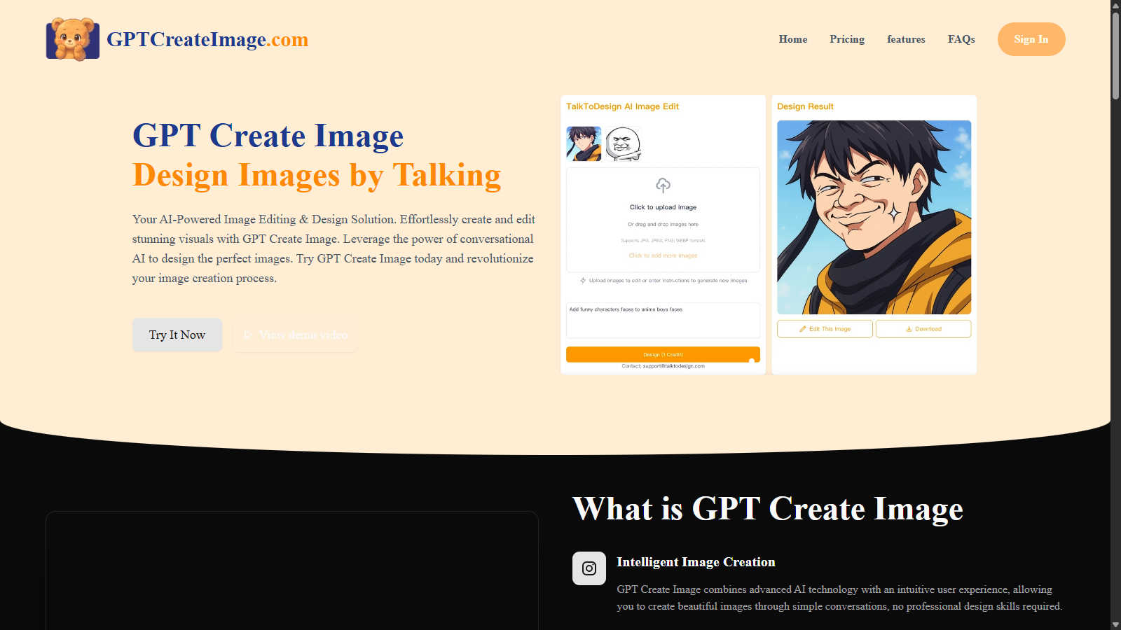GPT Create Image application interface and features