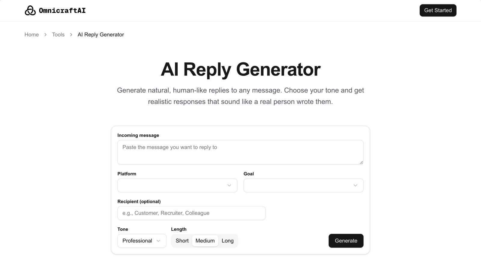 OmnicraftAI application interface and features