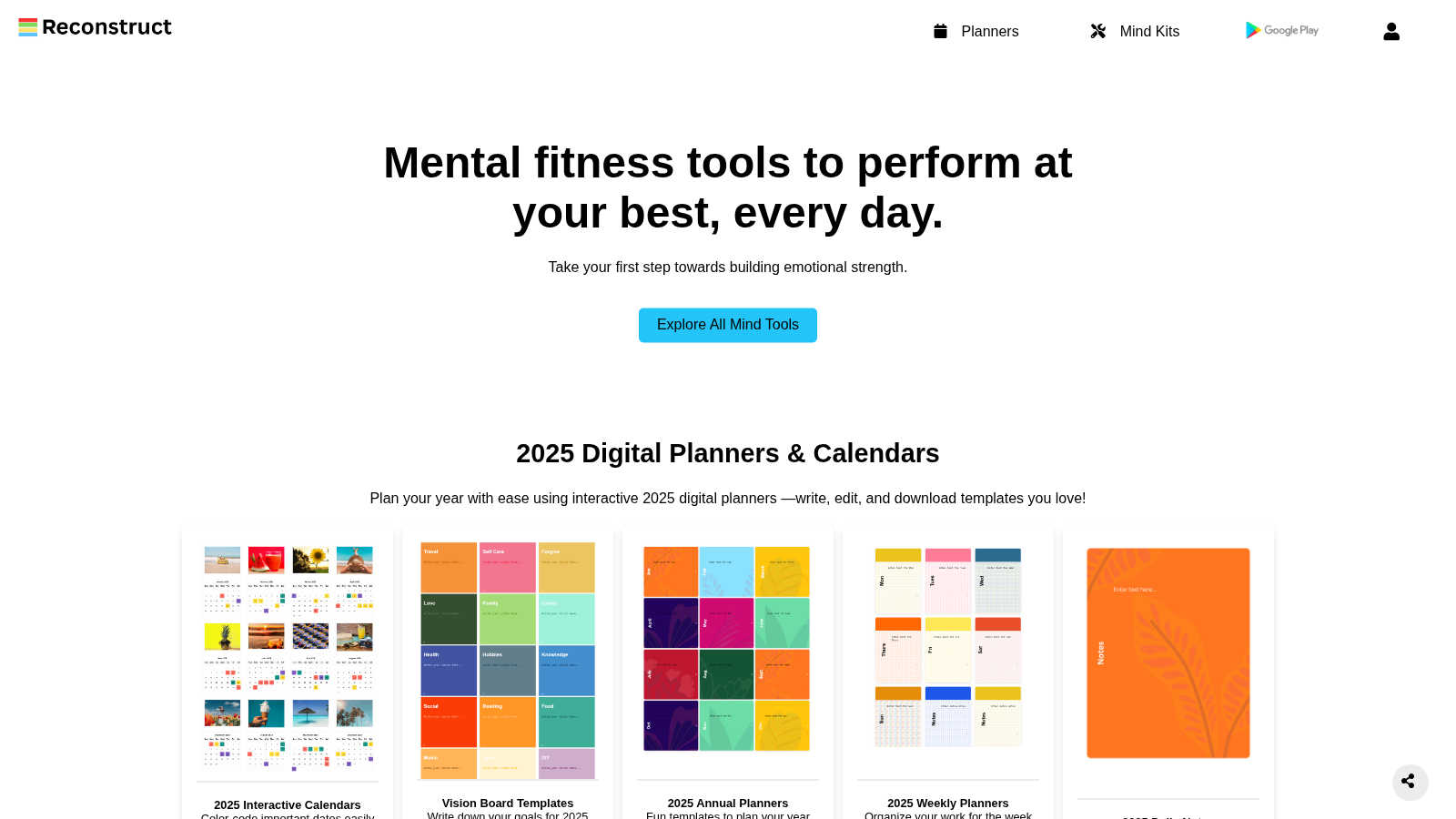 Reconstruct Your Mind application interface and features