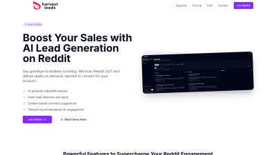 HarvestLeads - AI tool for Business & Finance