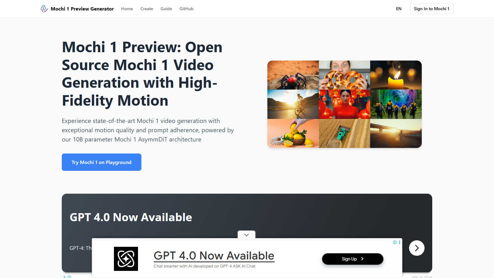 Mochi 1 Preview application interface and features
