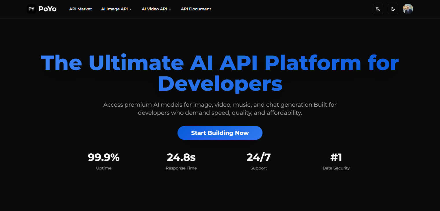 PoYo API application interface and features