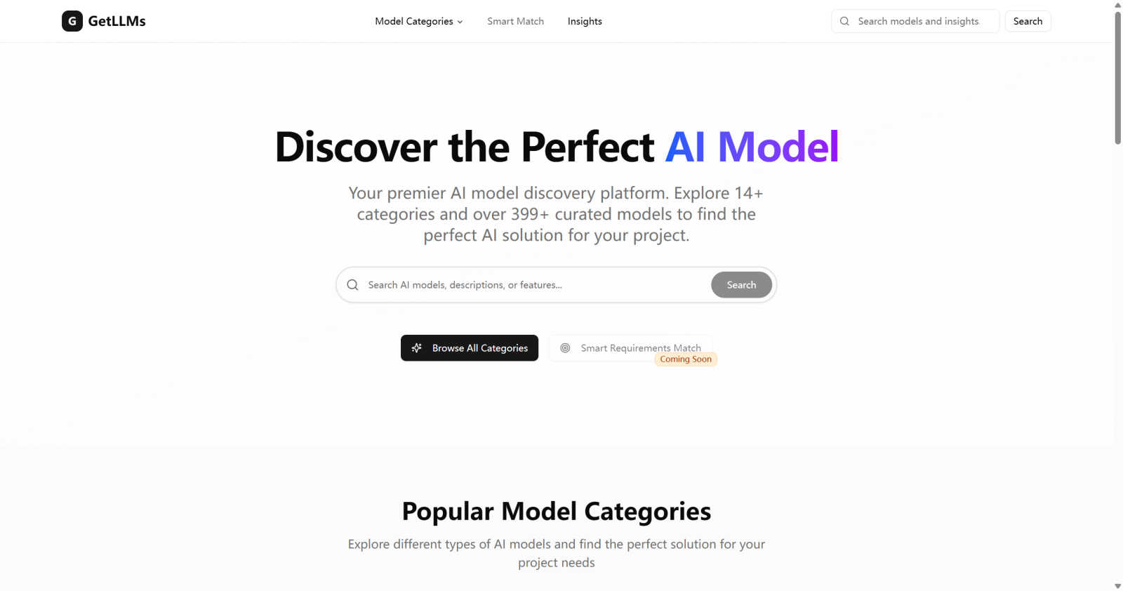 GetLLMs application interface and features