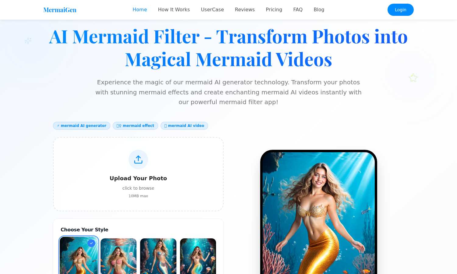 Mermaid AI Generator application interface and features