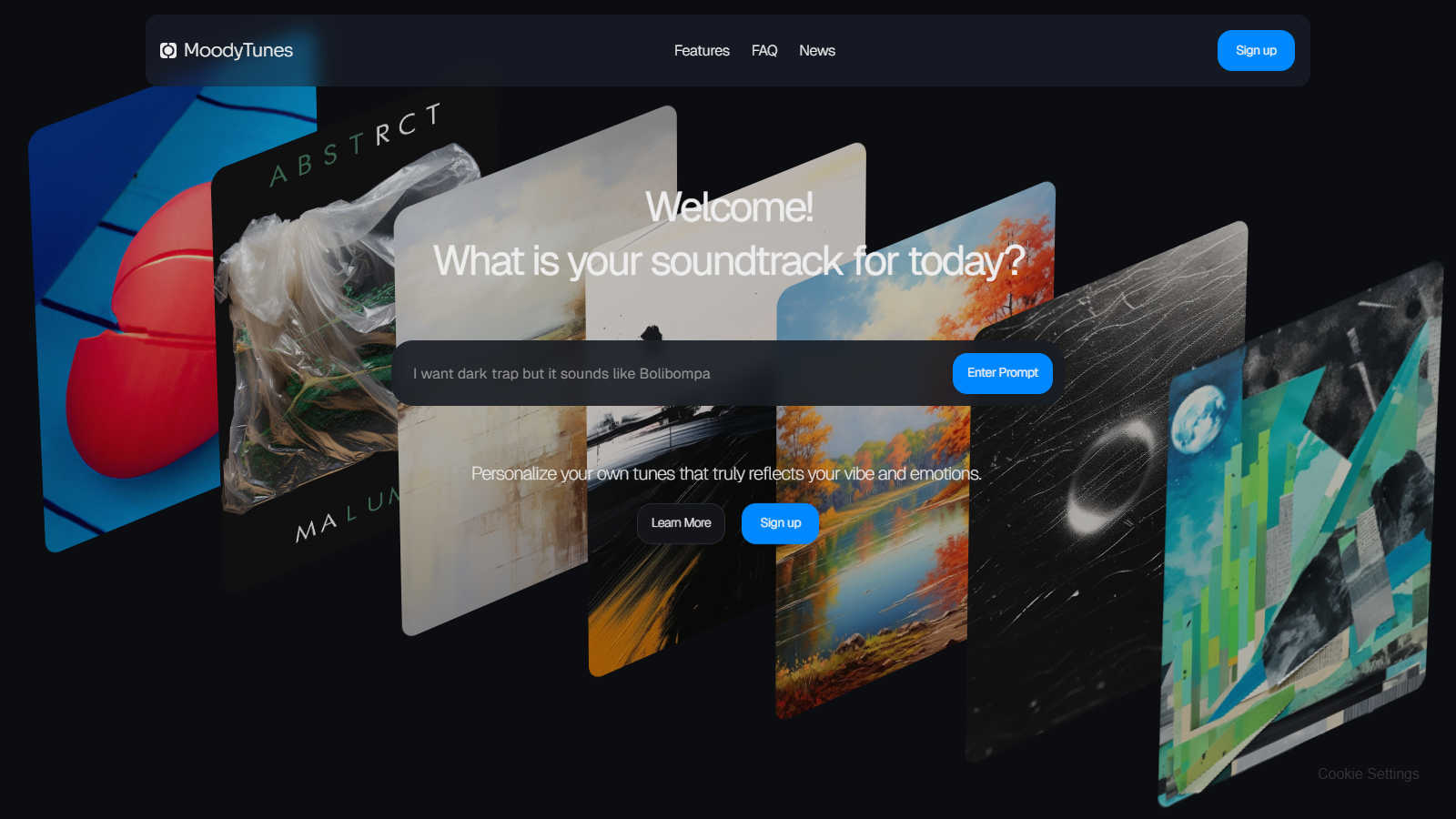 MoodyTunes application interface and features