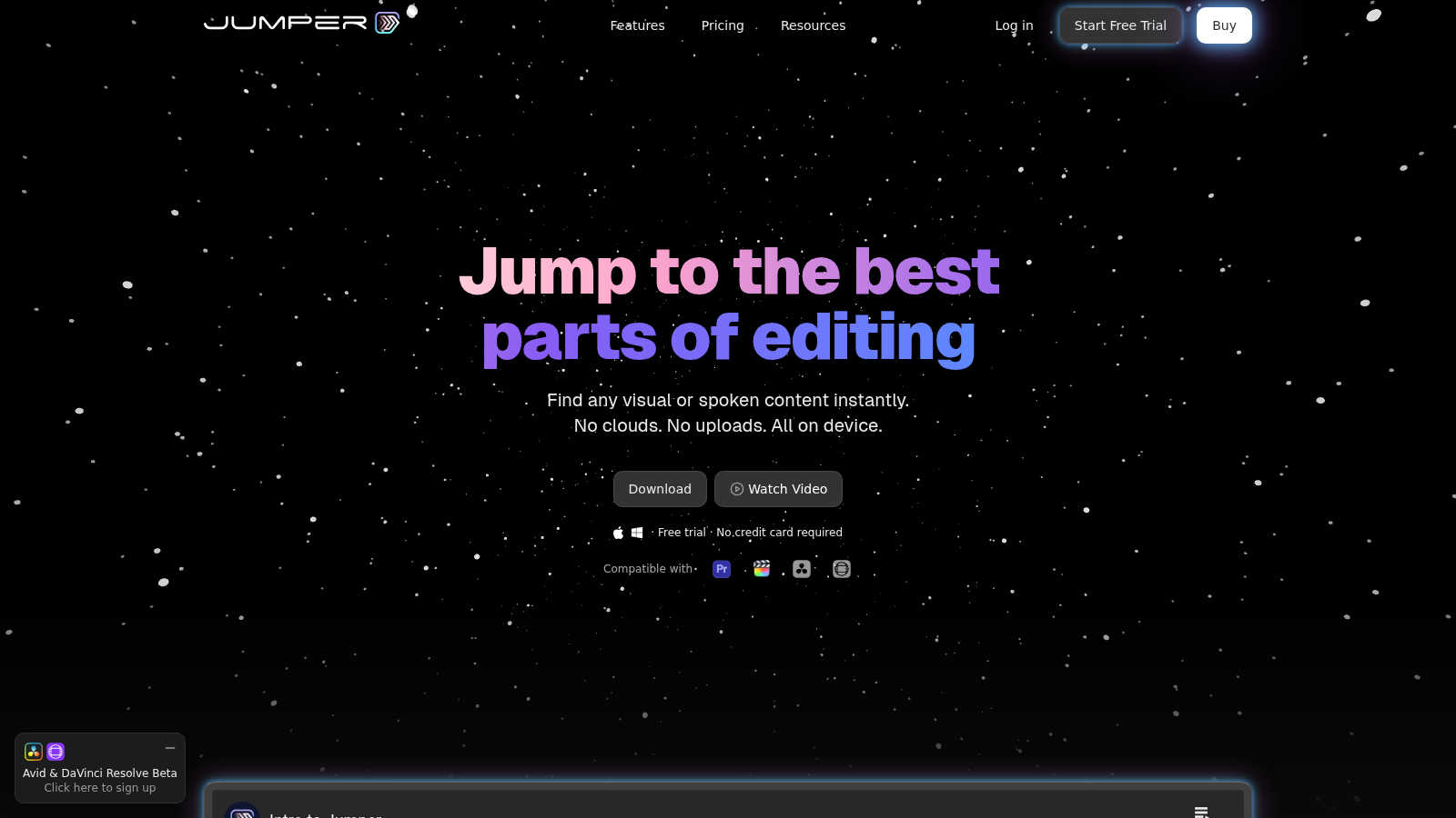 Jumper application interface and features