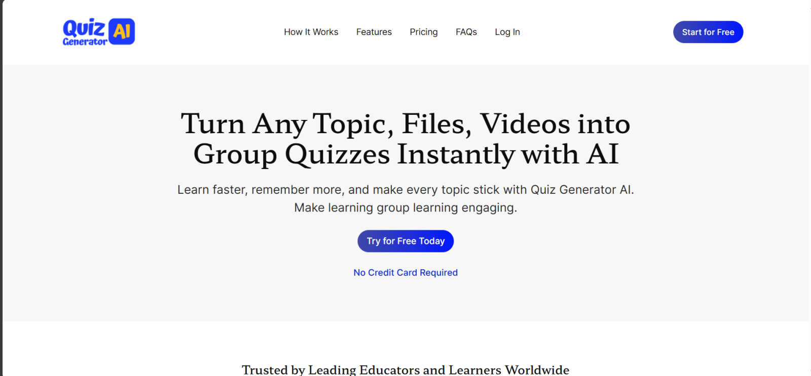 Quiz Generator AI application interface and features
