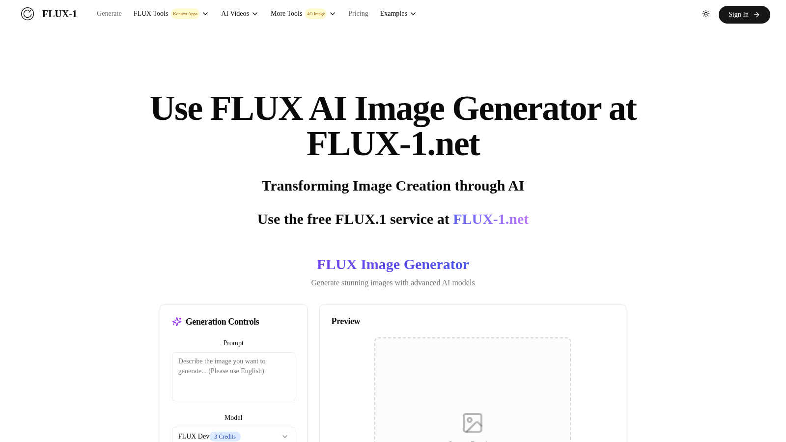 FLUX.1 Pro application interface and features
