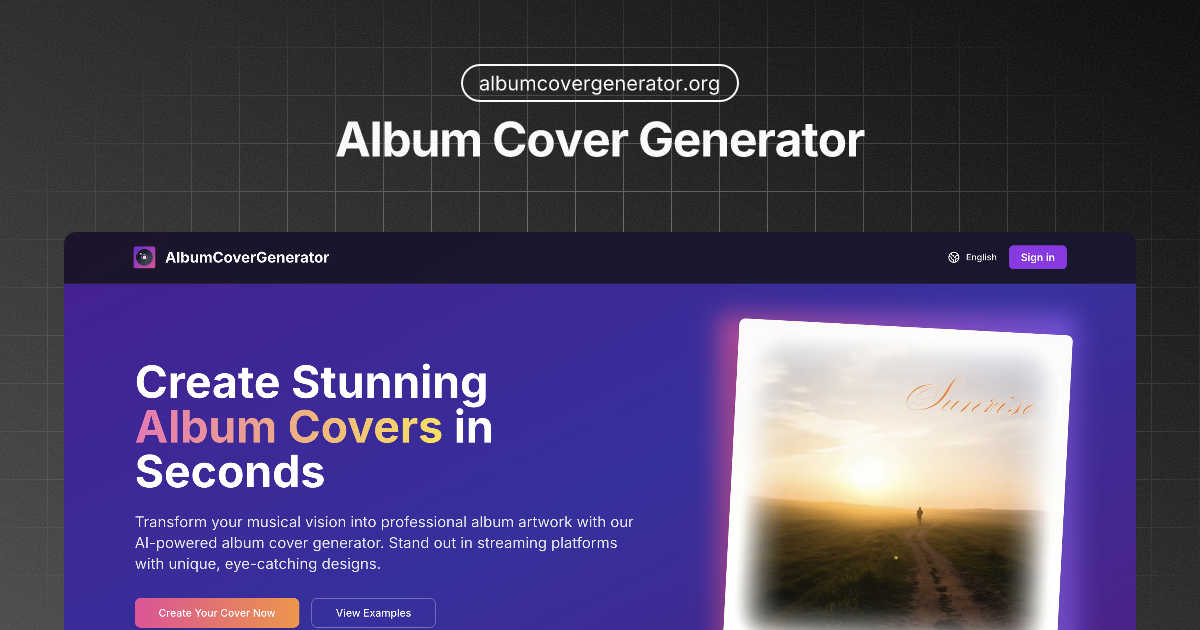 Album Cover Generator application interface and features