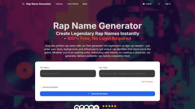 Rap Name Generator - AI tool for Audio & Music