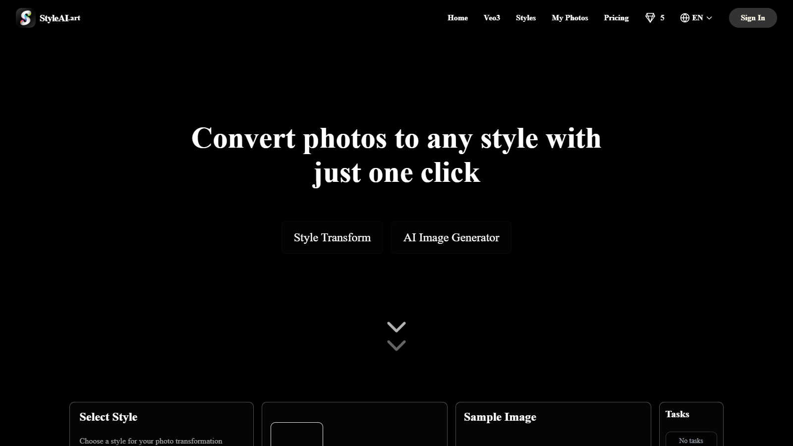 Style AI application interface and features
