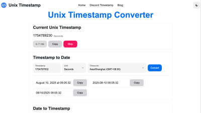 Unix Timestamp Converter - AI tool for Development