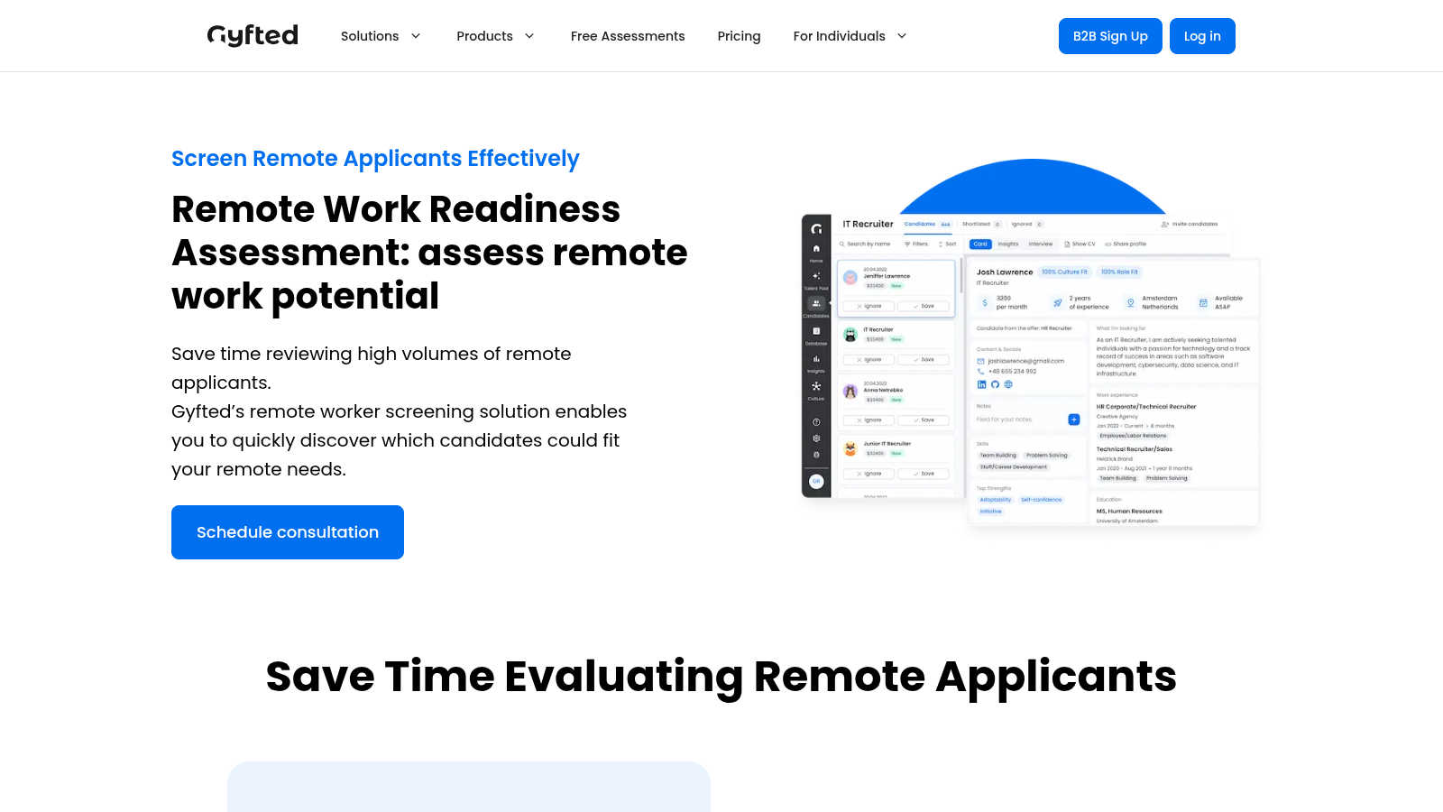 Remote Work Assessment application interface and features