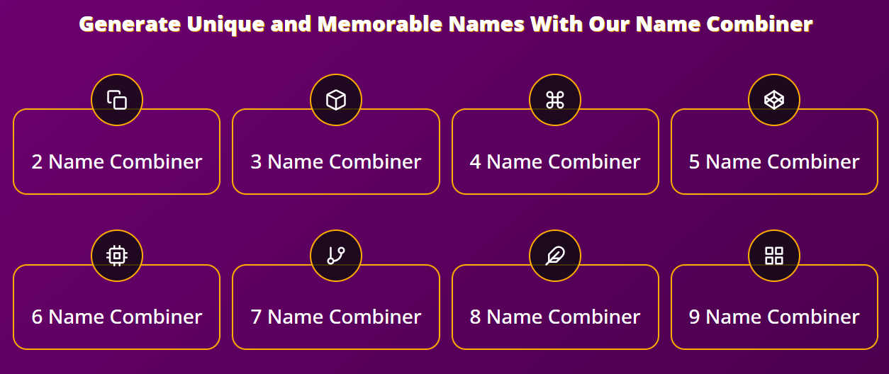 Name Combiner application interface and features