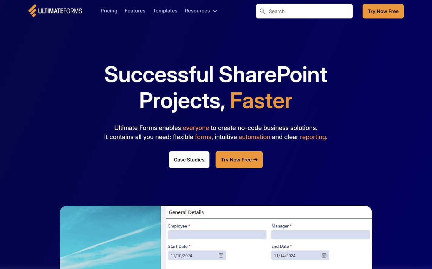 Ultimate Forms application interface and features
