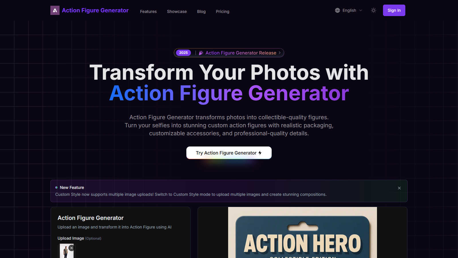 Action Figure Generator application interface and features