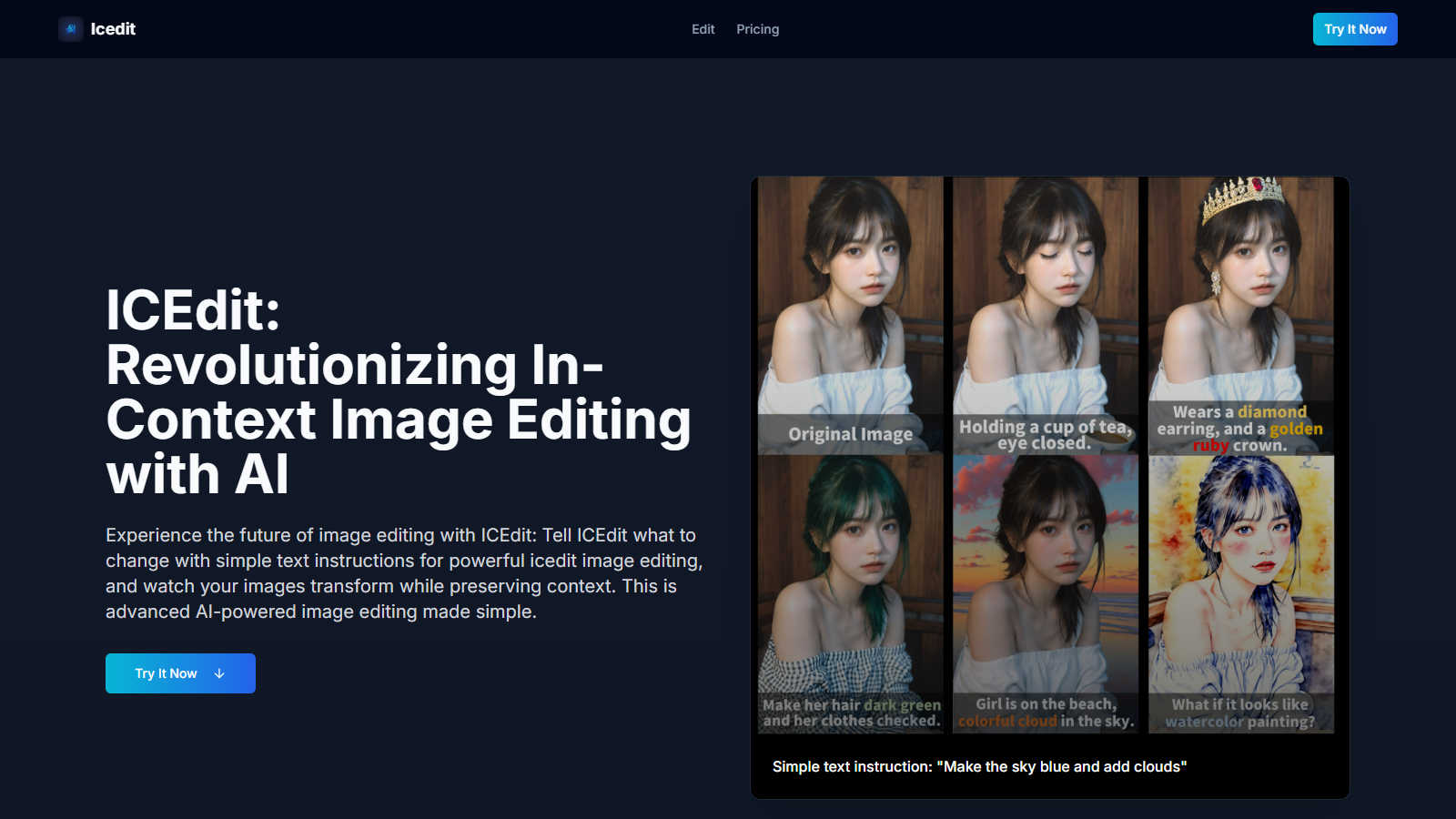 ICEdit application interface and features