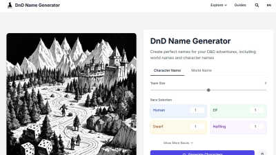 DnD Name Generator | Free D&D Character Name Generator - AI tool for Design Tools