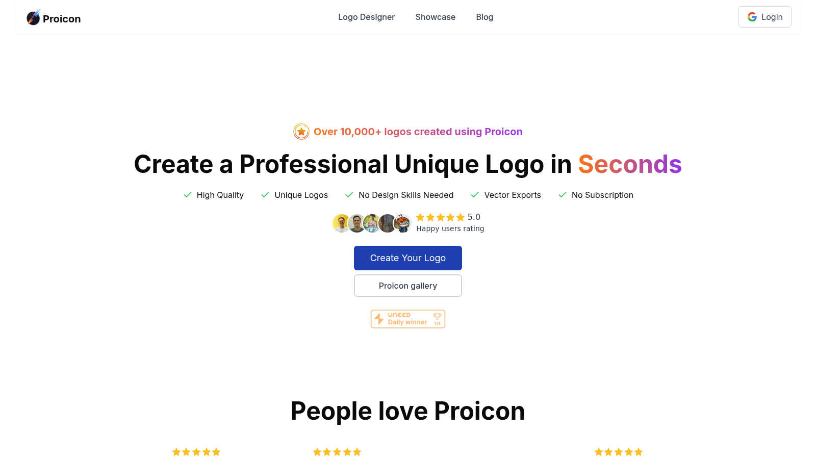 Proicon application interface and features