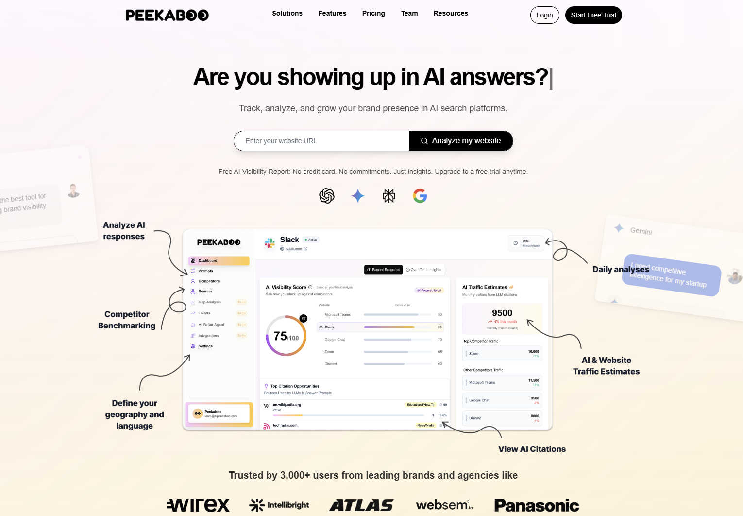 Peekaboo application interface and features