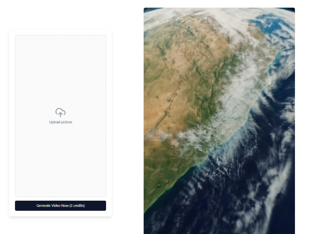 Earth Zoom Out Ai Videos Generator application interface and features