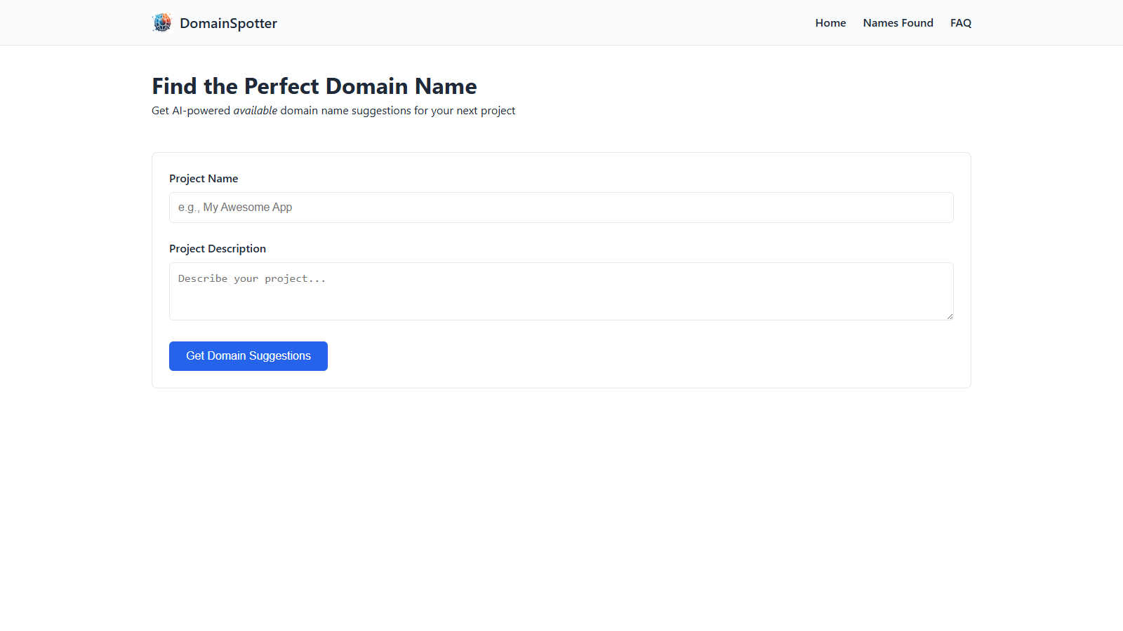 DomainSpotter application interface and features