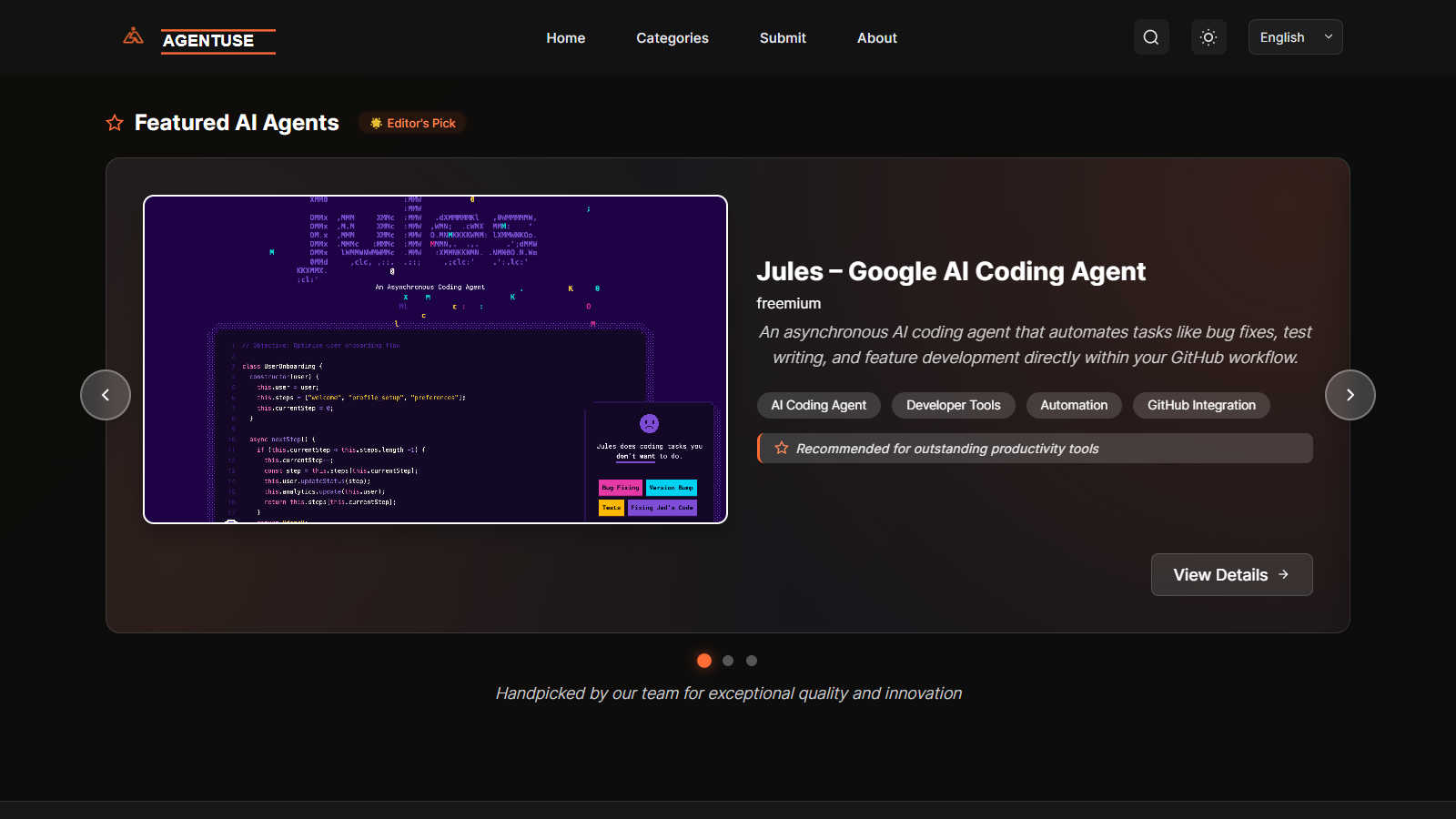 Agentuse application interface and features