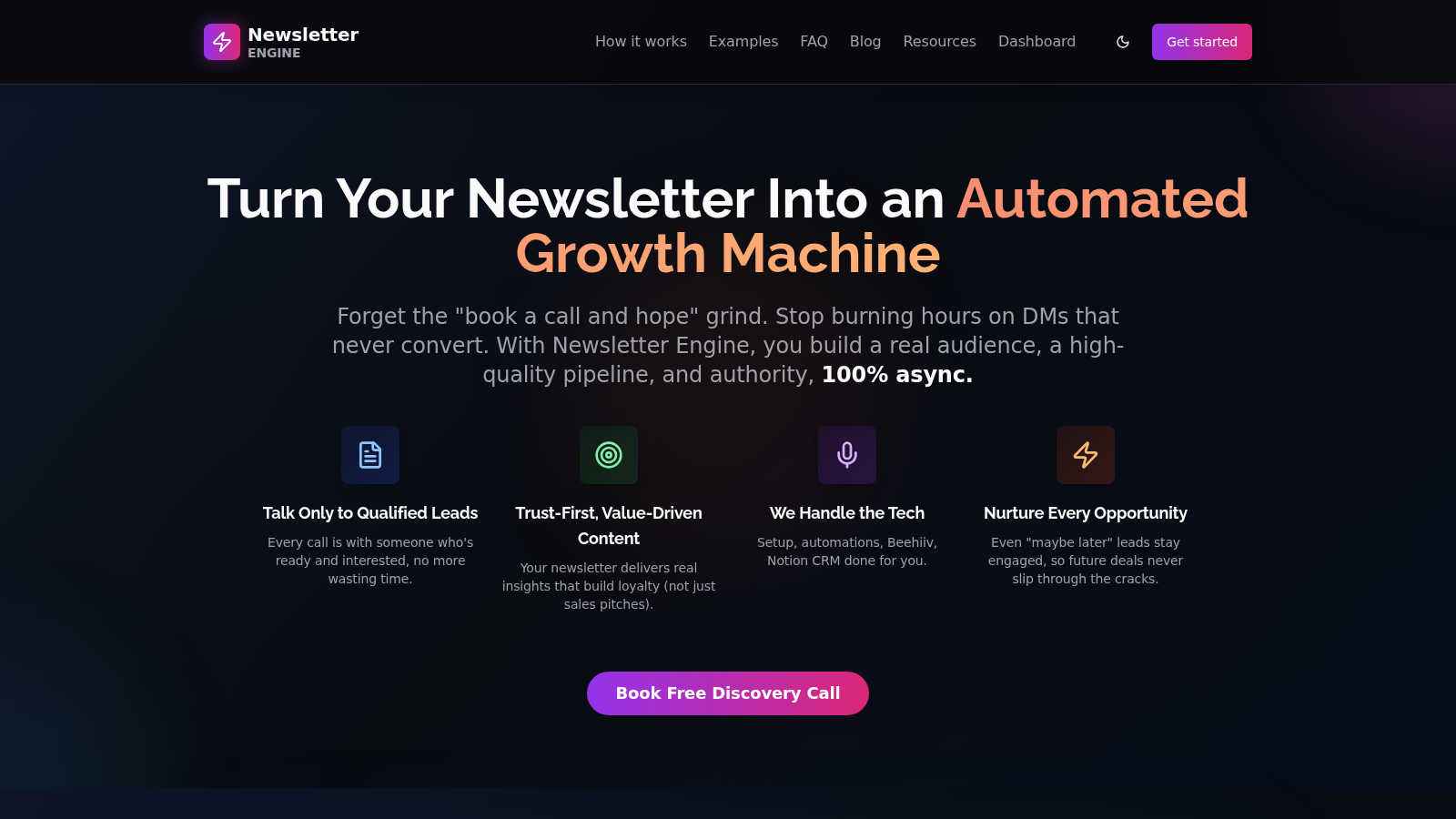 Newsletter Engine application interface and features