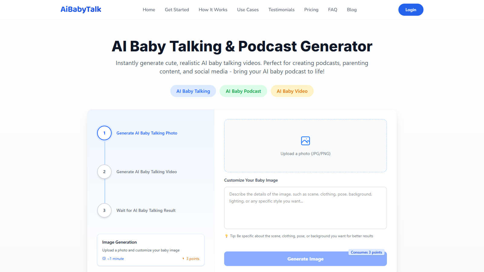 aibabytalk application interface and features