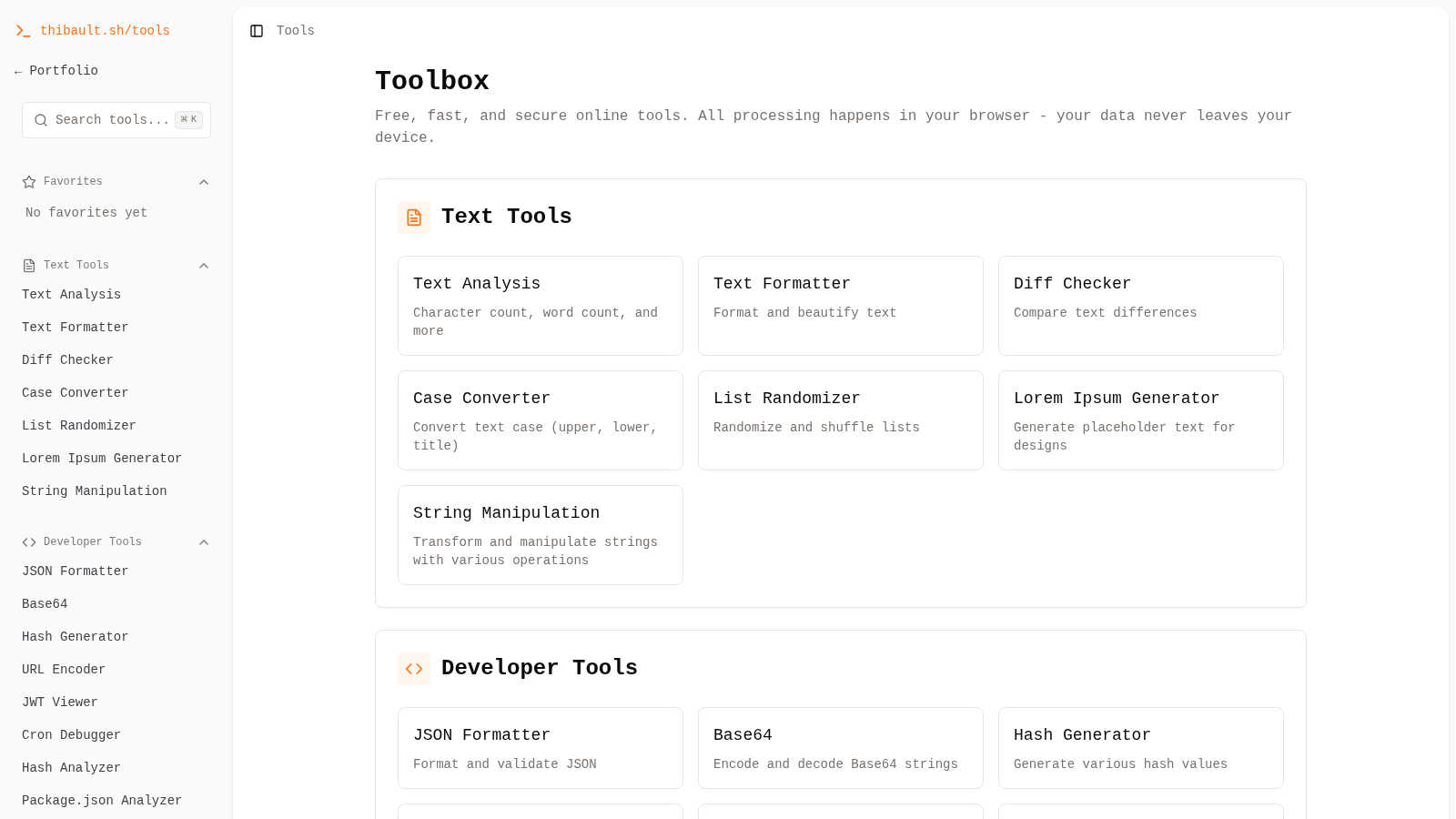 Thibault Mathian Developer Tools application interface and features
