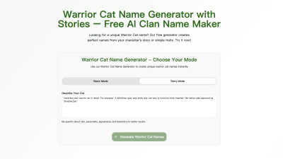Warrior Cat Name Generator - AI tool for AI Assistants