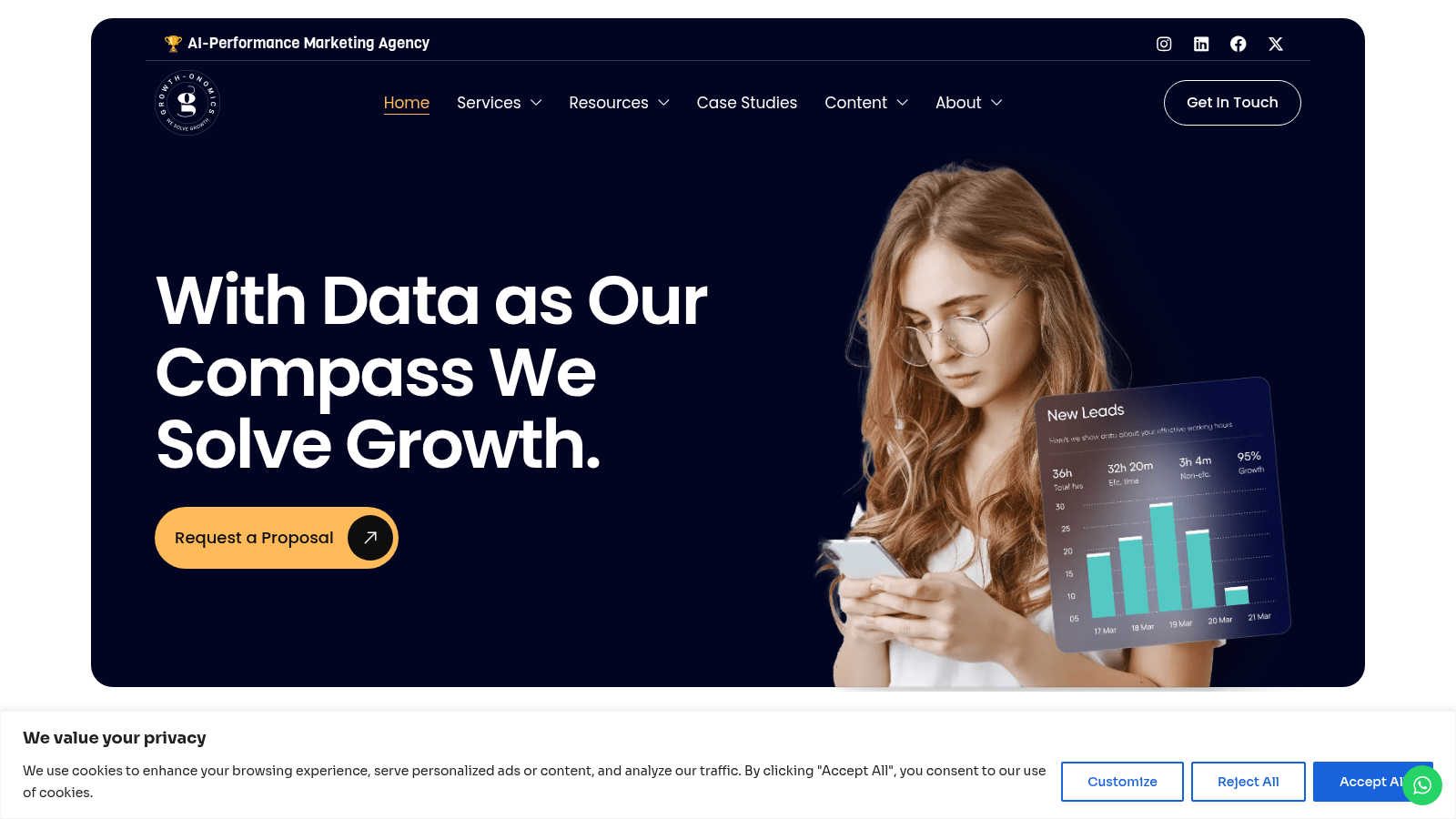 Growth-onomics application interface and features