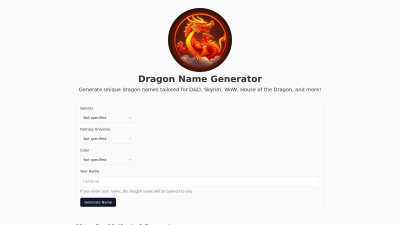 Dragon Name Generator - AI tool for Content Creation