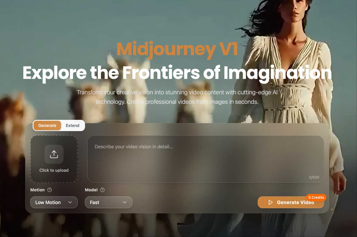 Midjourney V1 application interface and features