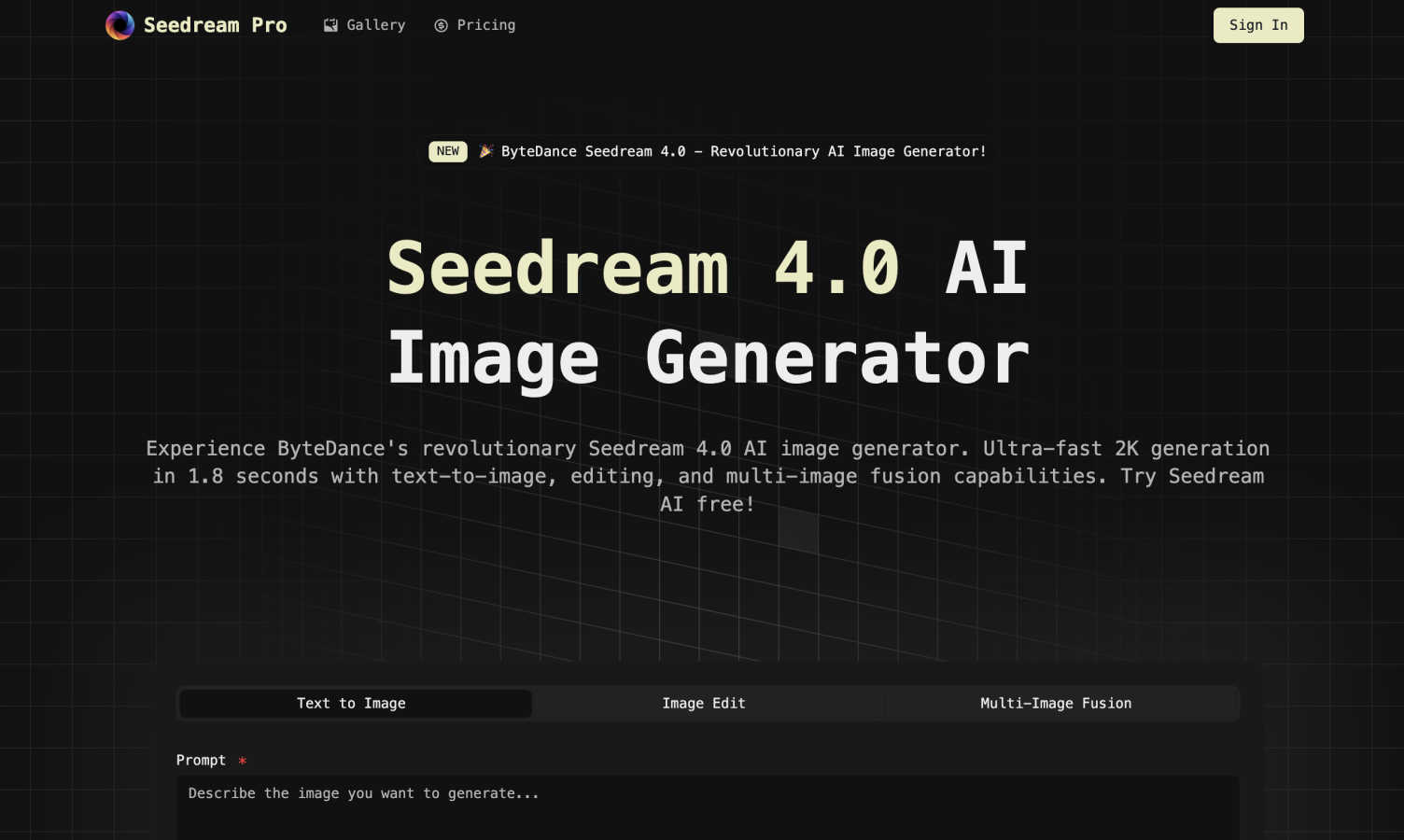 Seedream Pro application interface and features