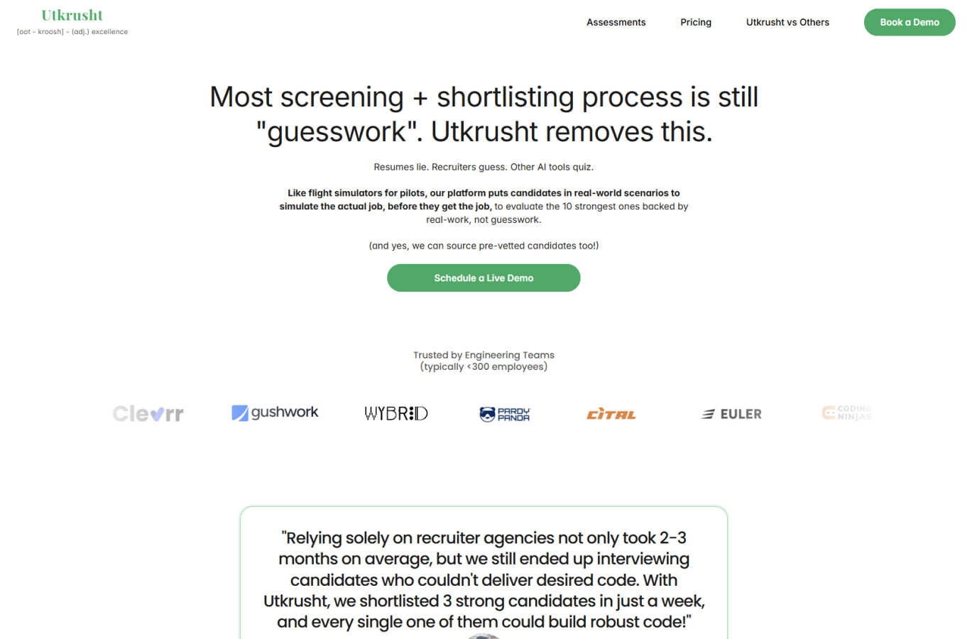 Utkrusht application interface and features